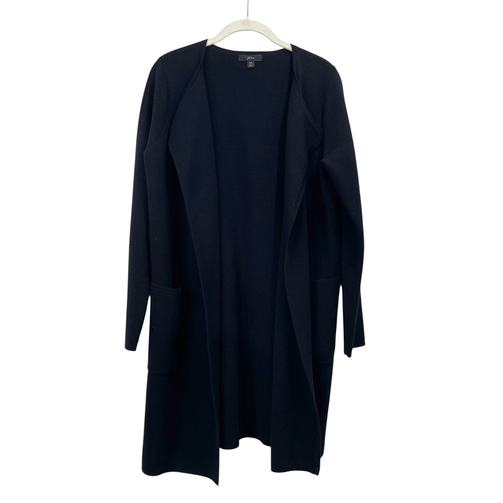 J. Crew Juliette collarless wool blend knit sweater blazer Size XS black J6339
